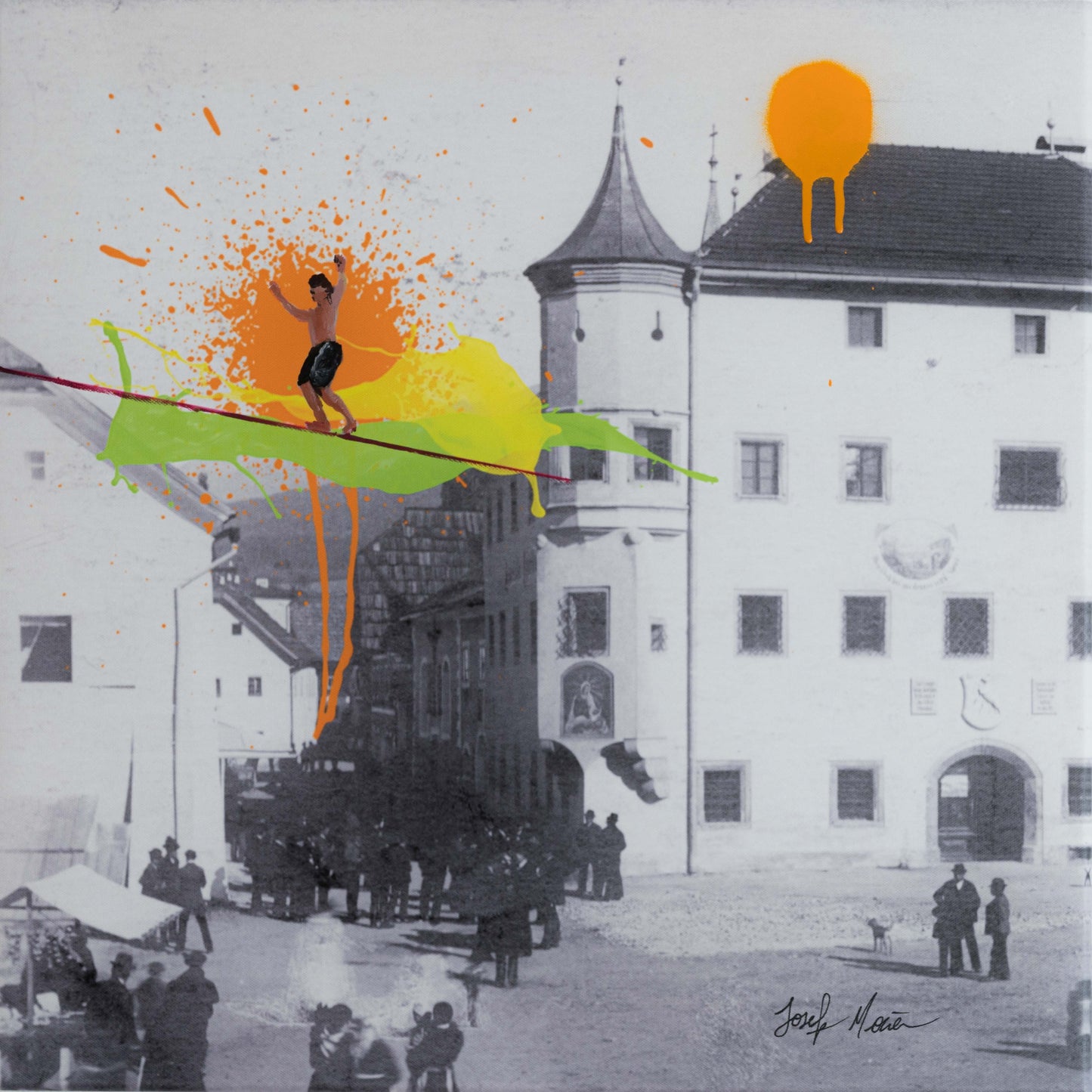 Balance zwischen Vergangenheit und Gegenwart - 50x50cm - Josef Maier Art