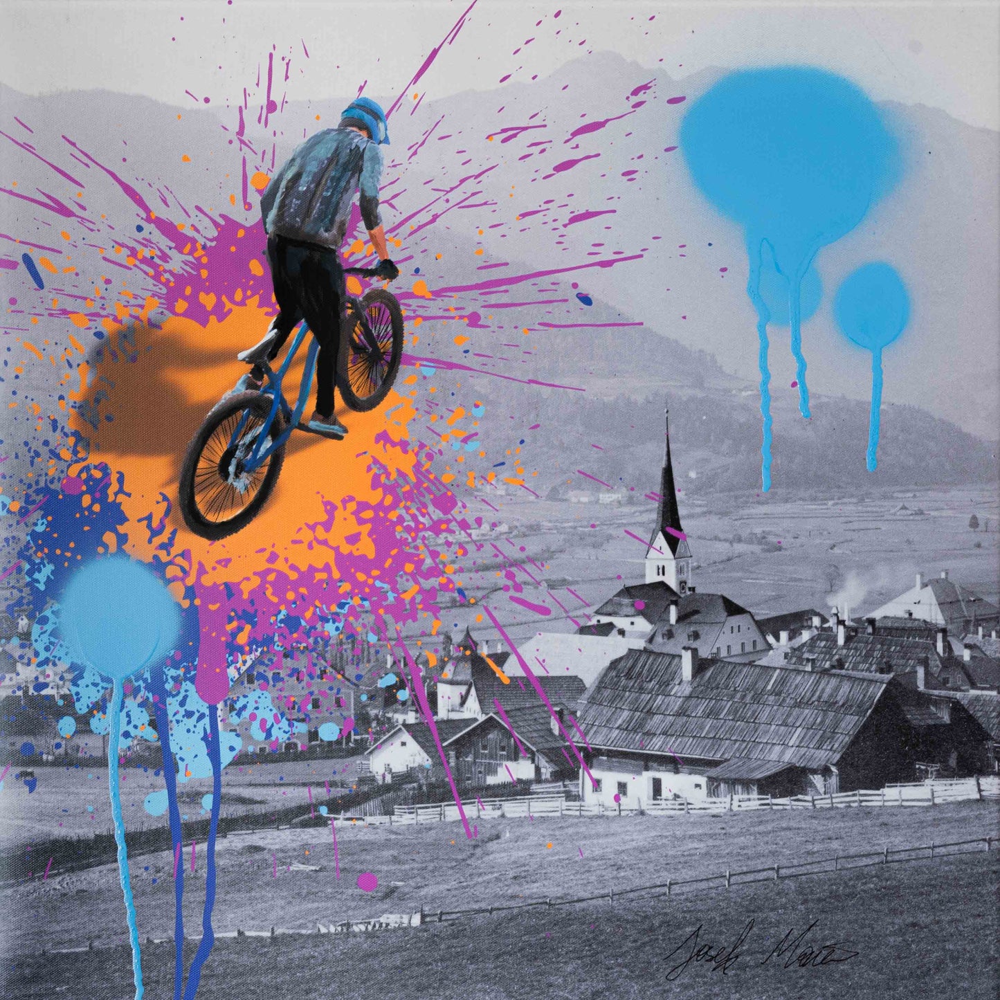 Große Sprünge, große Geschichte - 50x50cm - Josef Maier Art