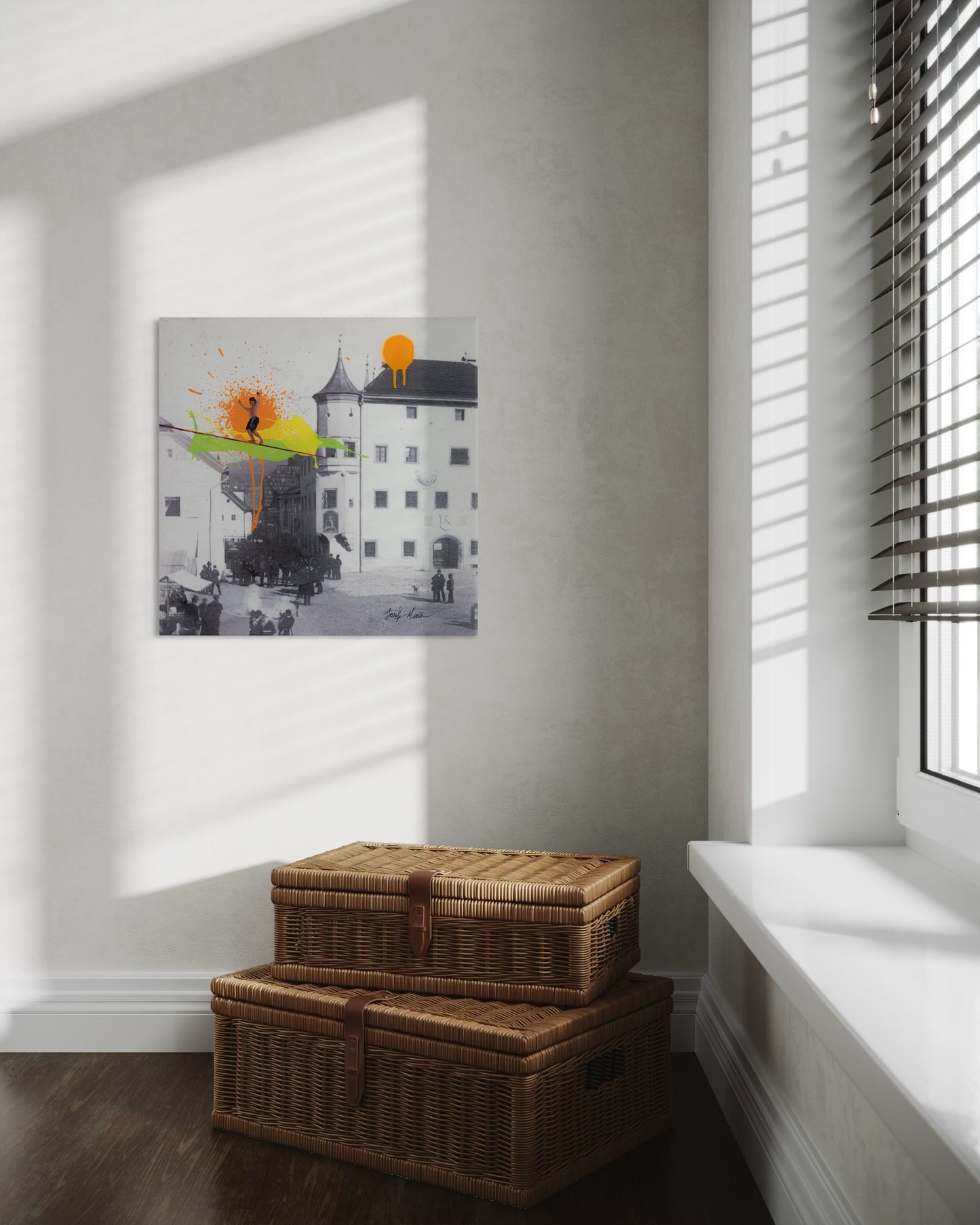 Balance zwischen Vergangenheit und Gegenwart - 50x50cm - Josef Maier Art