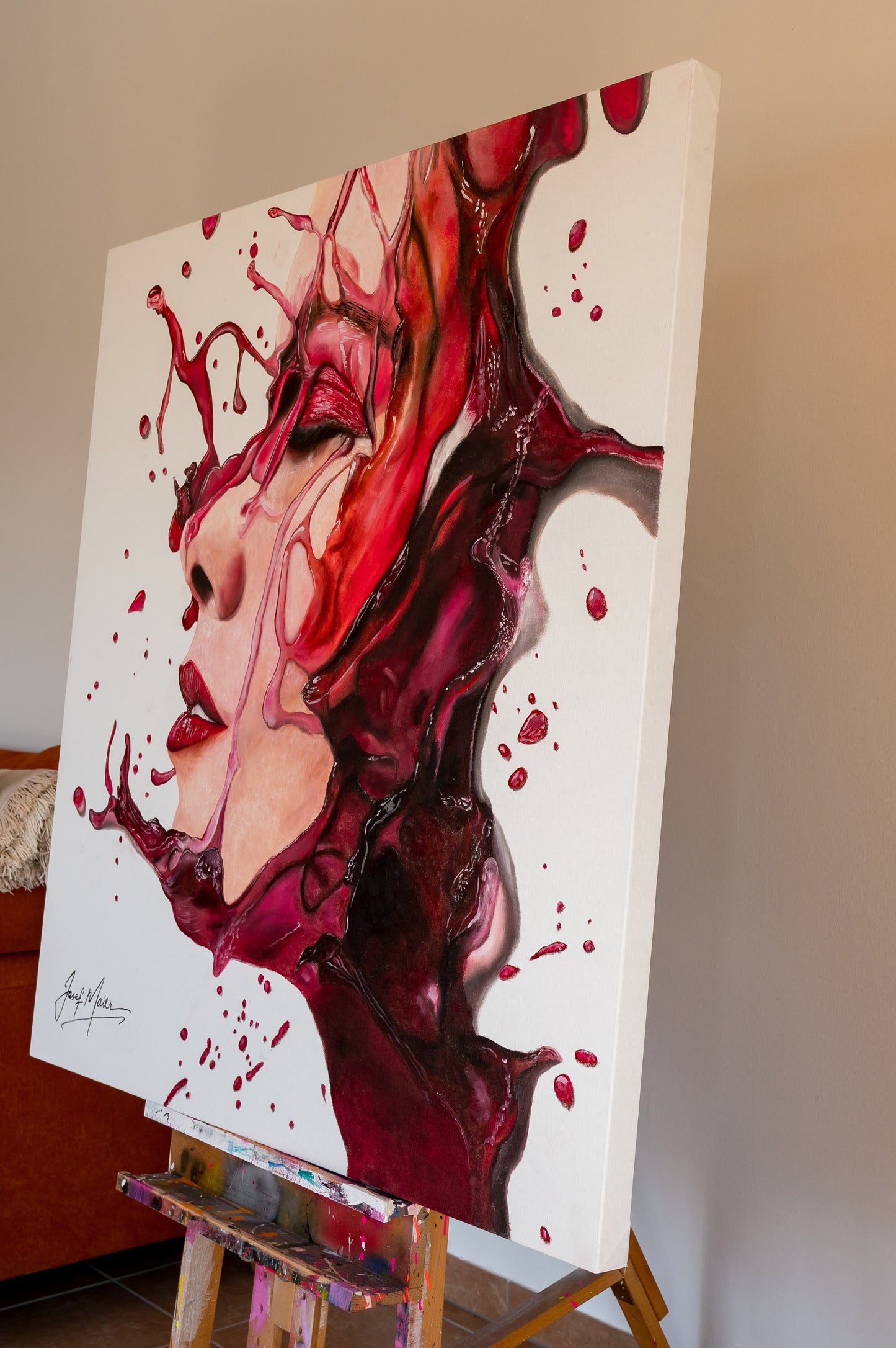 Innere Auflösung: Zerfließende Identität - 120x120cm - Josef Maier Art