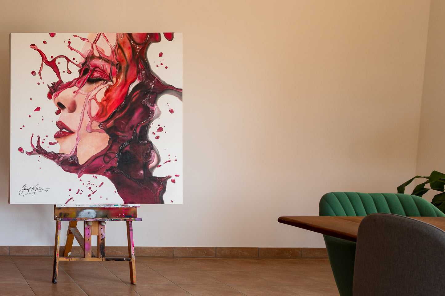 Innere Auflösung: Zerfließende Identität - 120x120cm - Josef Maier Art