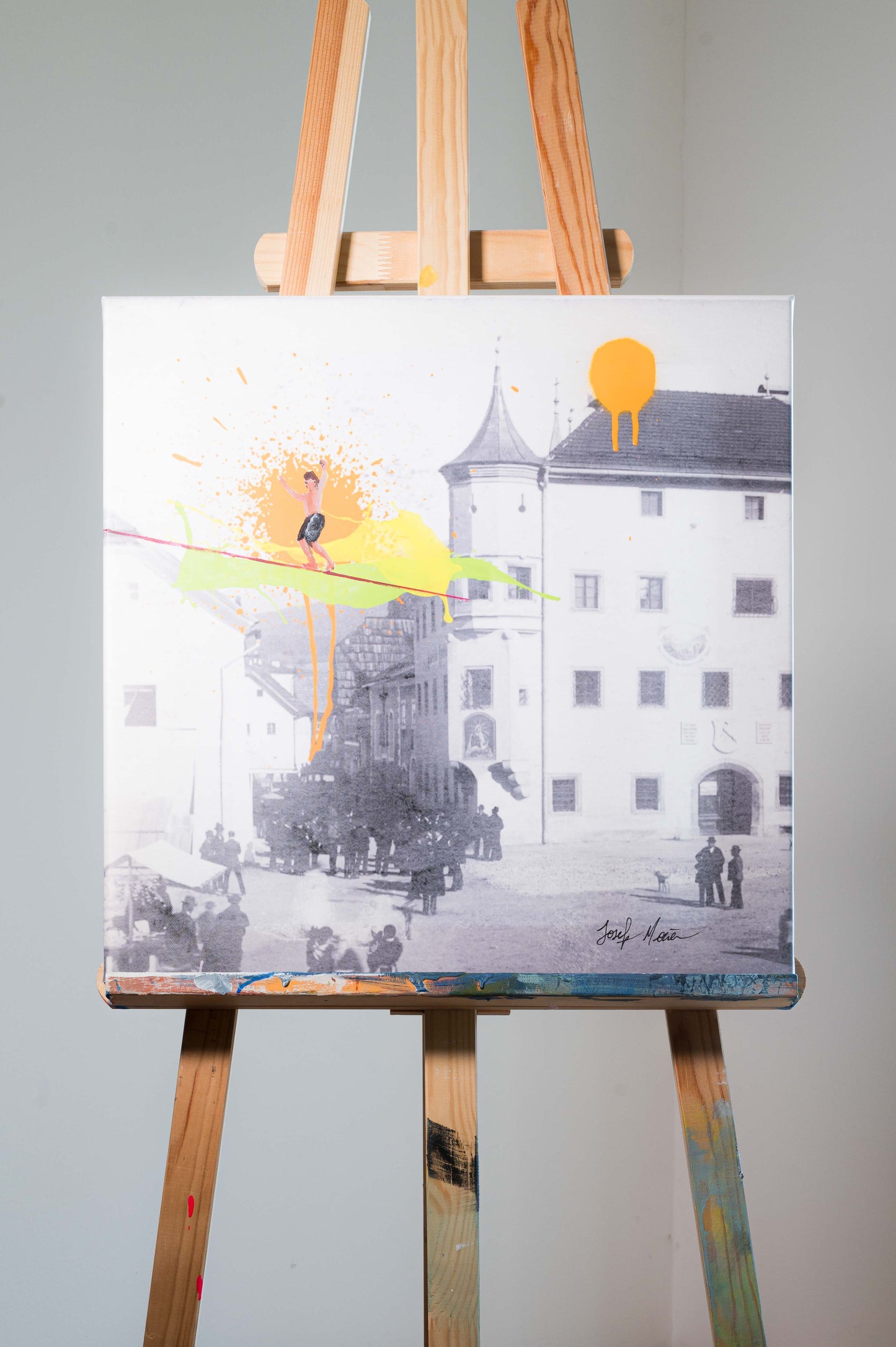 Balance zwischen Vergangenheit und Gegenwart - 50x50cm - Josef Maier Art