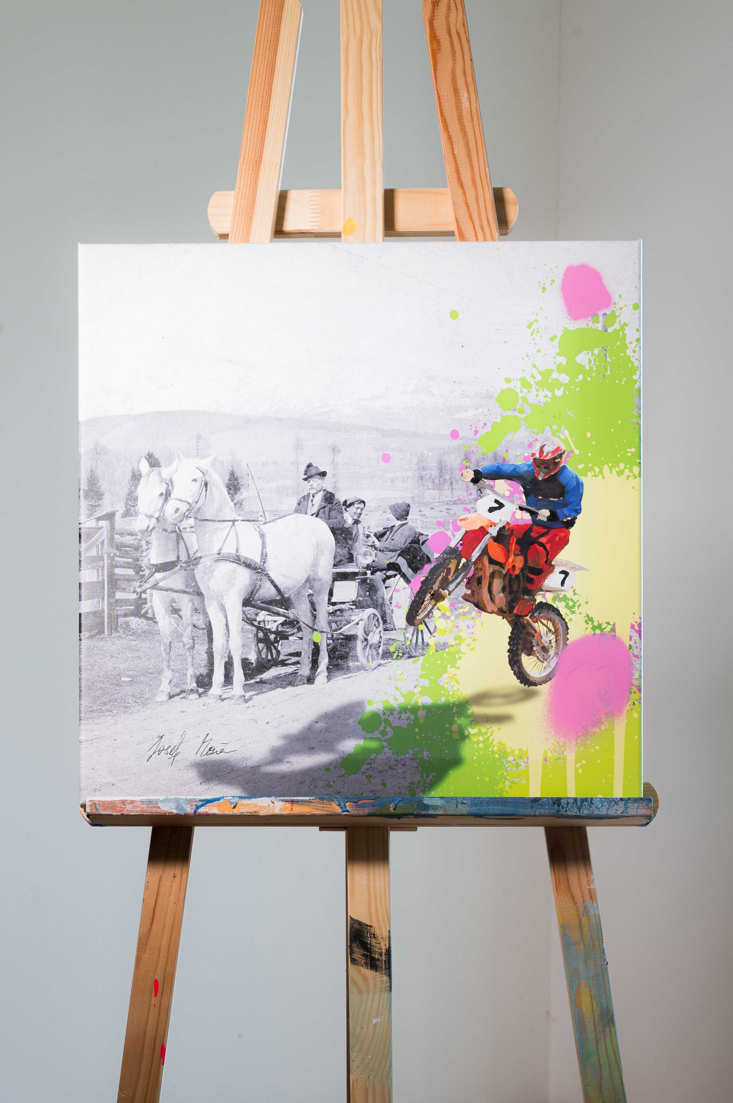 Oldtimer trifft Adrenalin - 50x50cm - Josef Maier Art
