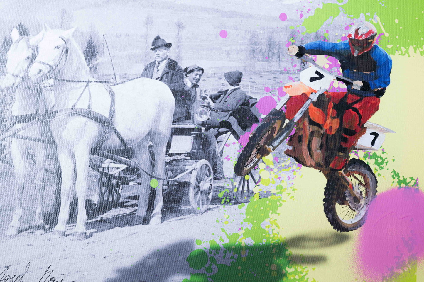 Oldtimer trifft Adrenalin - 50x50cm - Josef Maier Art