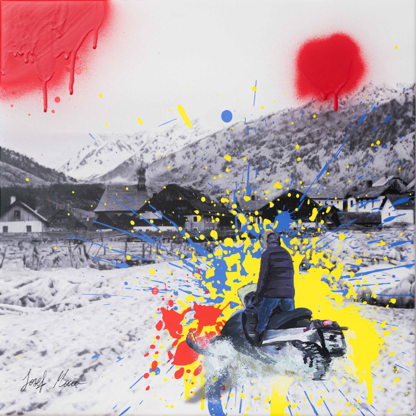 Winterfahrt der Moderne - 50x50cm - Josef Maier Art