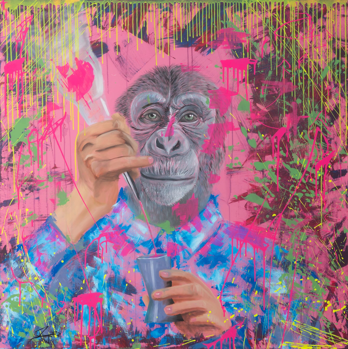 Der Barkeeper 🍸 - 120x120cm - Josef Maier Art