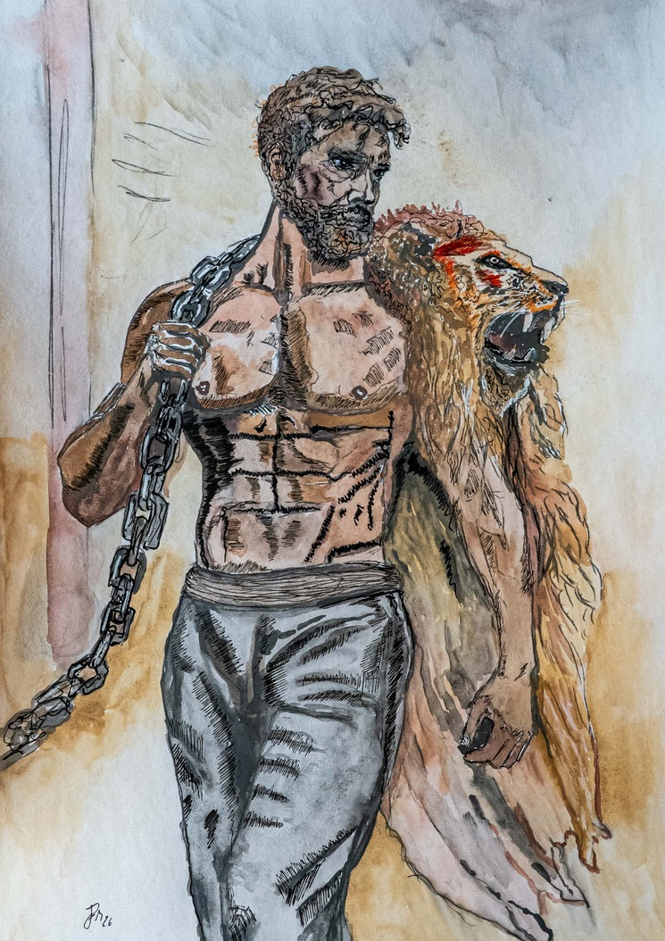 Built, Not Born (Herakles)|DIN A4|Skizze - Josef Maier Art