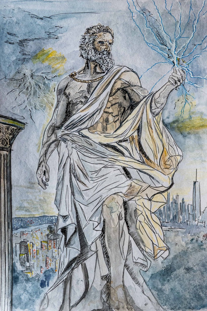 The Power of Decision (Zeus)|DIN A4|Skizze - Josef Maier Art