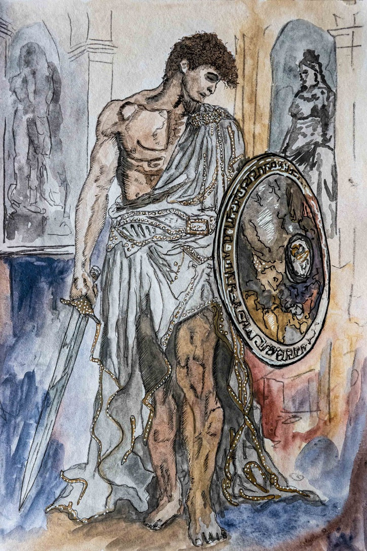 The Beautiful Weakness (Achilles)|DIN A4|Skizze - Josef Maier Art