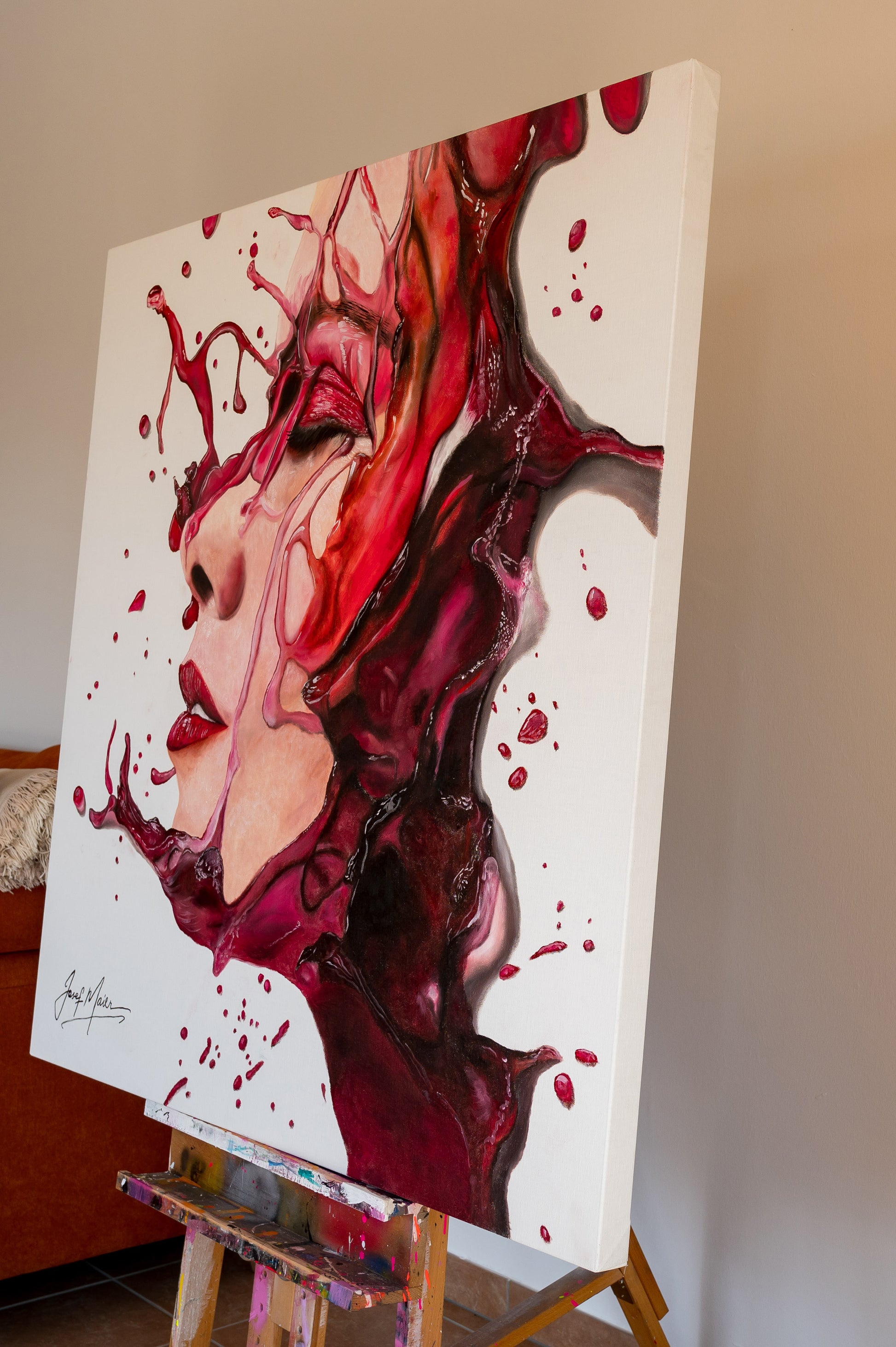 Innere Auflösung: Zerfließende Identität - 120x120cm - Josef Maier Art