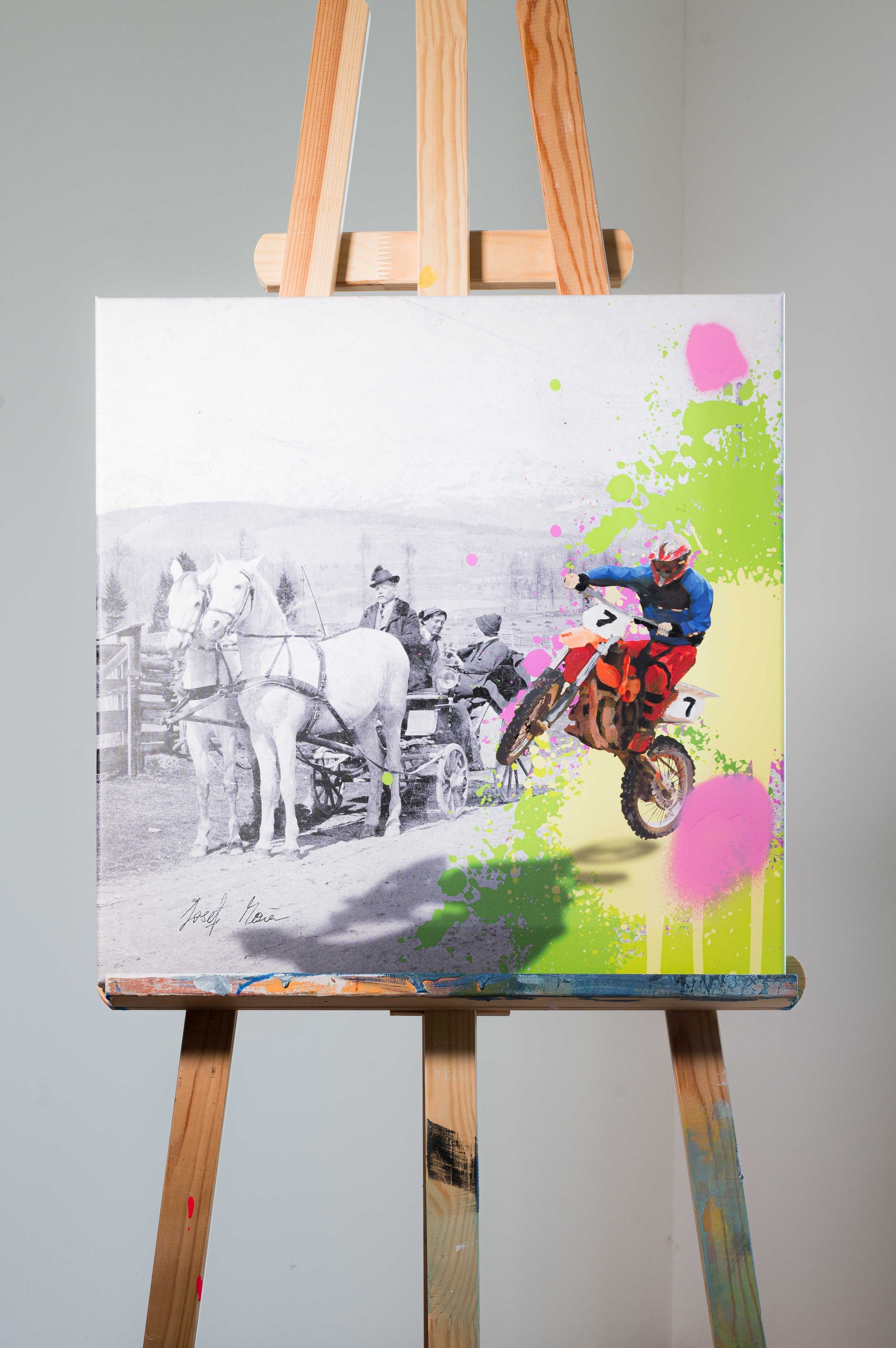 Oldtimer trifft Adrenalin - 50x50cm - Josef Maier Art